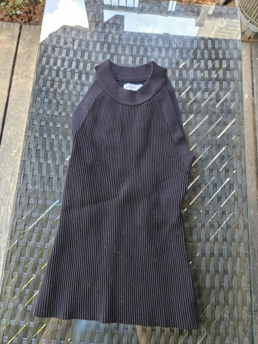 Nine West Black Ribbed Sleeveless Tank Top